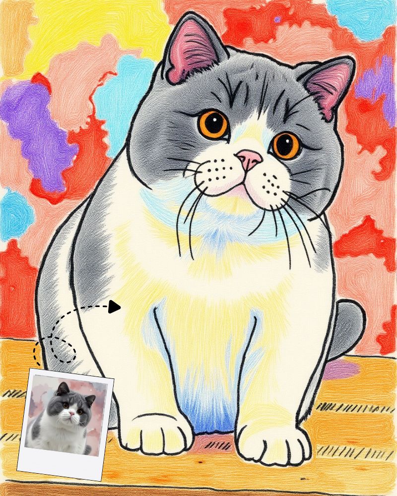 Custom child's drawing pet portrait Custom child's drawing style pet portrait, funny digital pet illustration for print