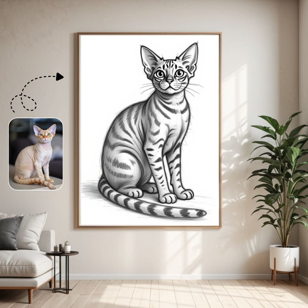 Custom Charcoal Cat Portrait Custom Charcoal Cat Portrait, Christmas Gift for Pet Lovers