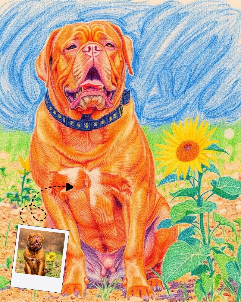 Child Drawing Style Dog Portrait Custom Child Drawing Style Dog Portrait, Custom Pet Art