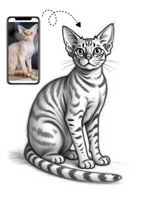 Custom Charcoal Cat Portrait, Cat Memorial Gift