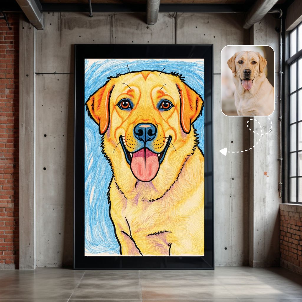 Custom Child Drawing Style Dog Portrait Custom Child Drawing Style Dog Portrait, Dog Mom Gift