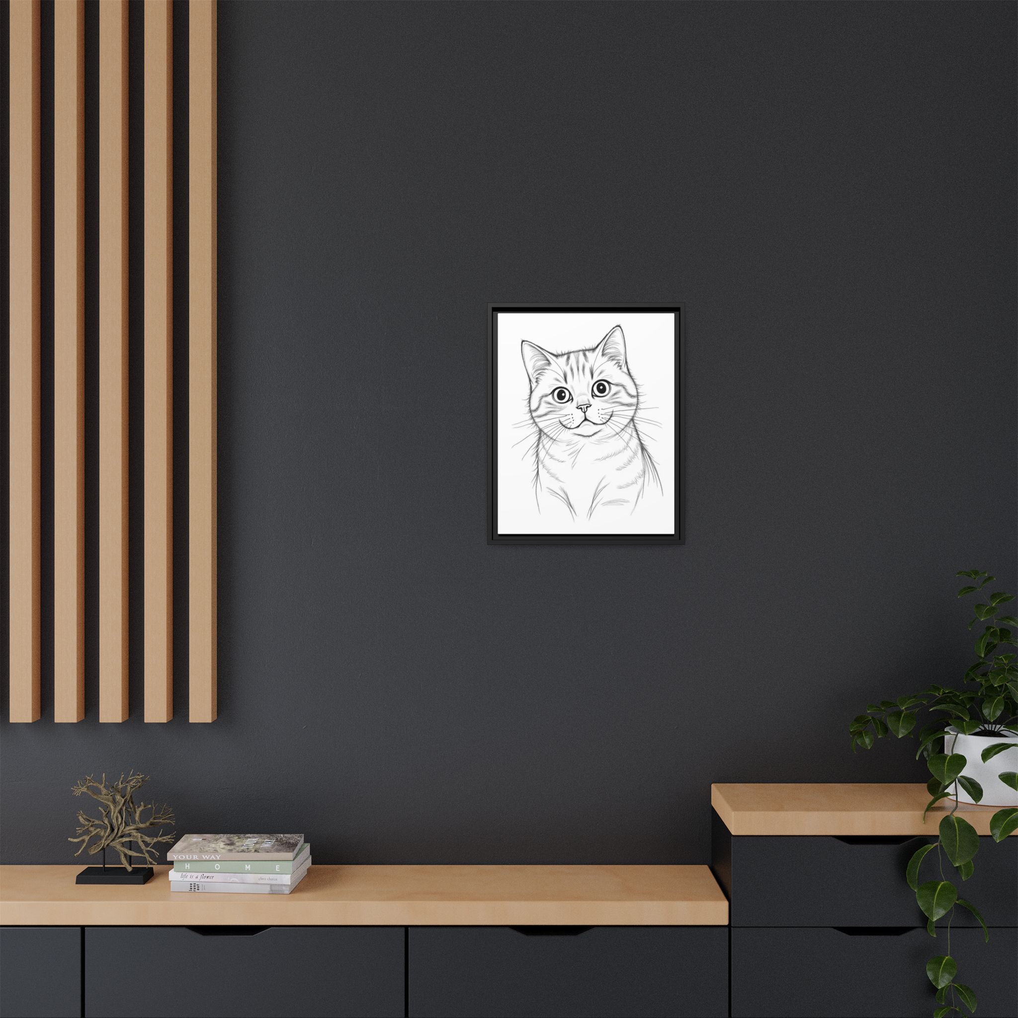 Custom Pencil Sketch Cat Portrait, Personalized Pet Gift