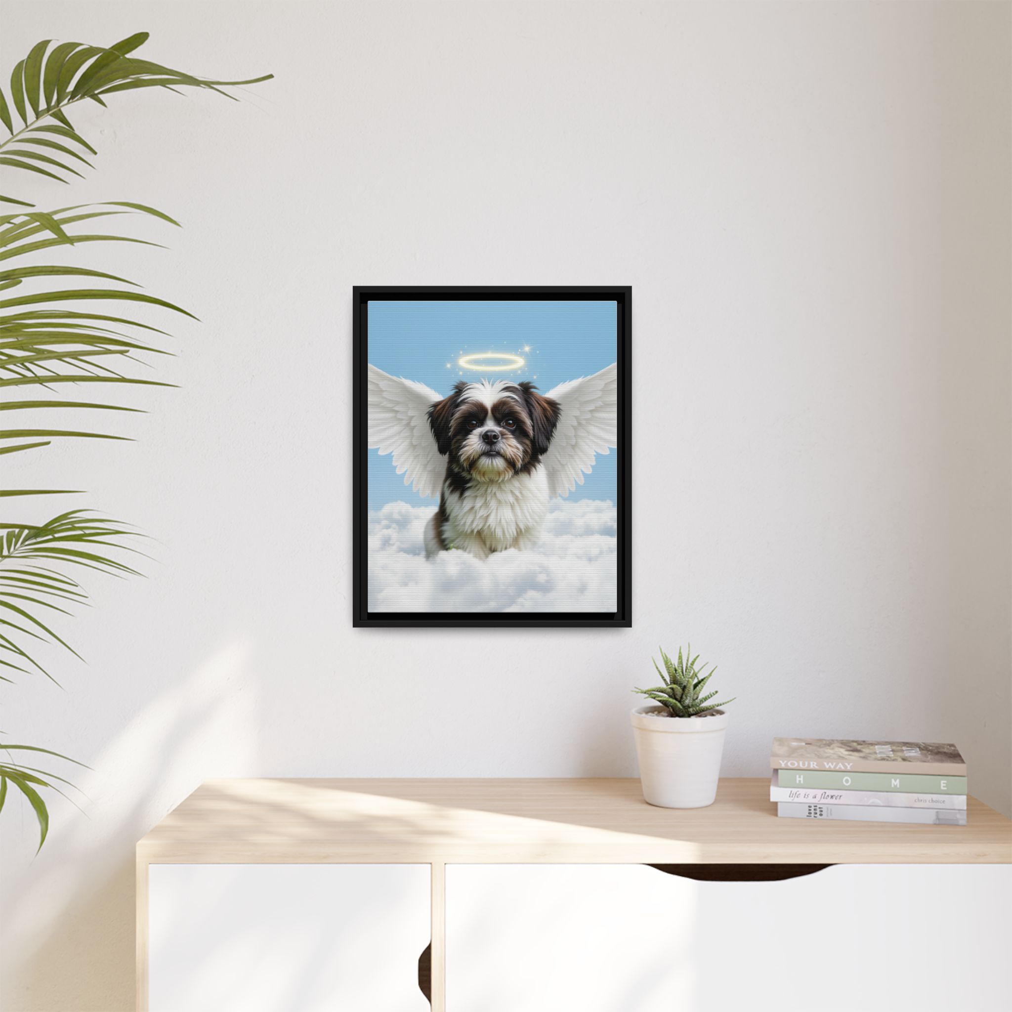 Memorial Angel Wing Tribute Dog Portrait, Dog Loss Art