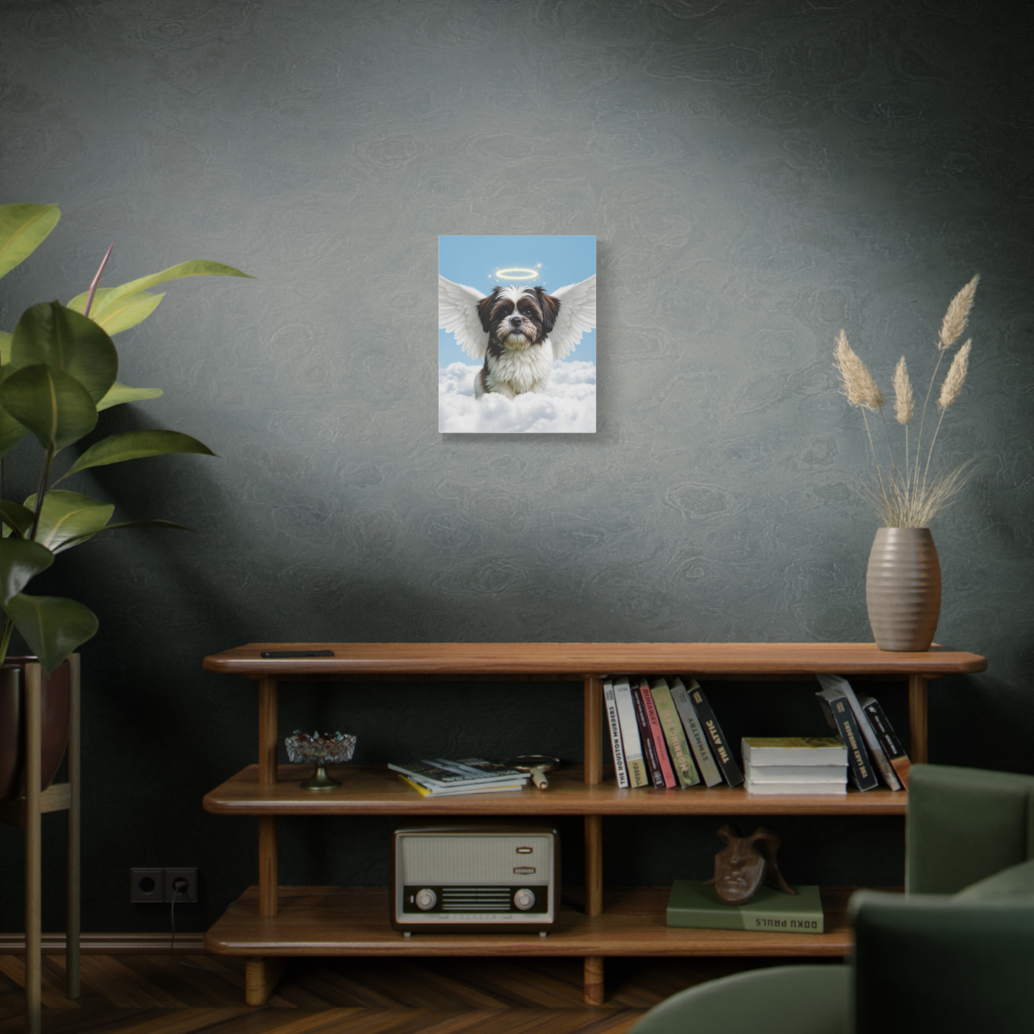 Memorial Angel Wing Tribute Dog Portrait, Dog Remembrance Art