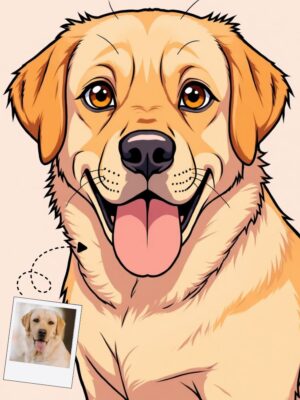 Custom digital cartoon pet portrait, personalized animated style dog illustration file, Dog Dad Gift