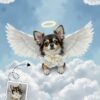 Memorial Angel Wing Tribute Dog Portrait, Dog Loss Art