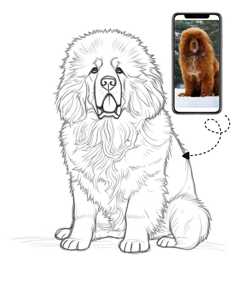 Custom Pencil Sketch Dog Portrait, Dog Mom Gift