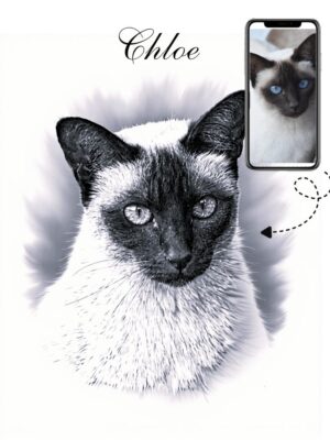 Minimalist B&W Cat Memorial Portrait, memorial cat portrait