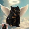 Memorial Angel Wing Tribute Cat Portrait, memorial cat portrait