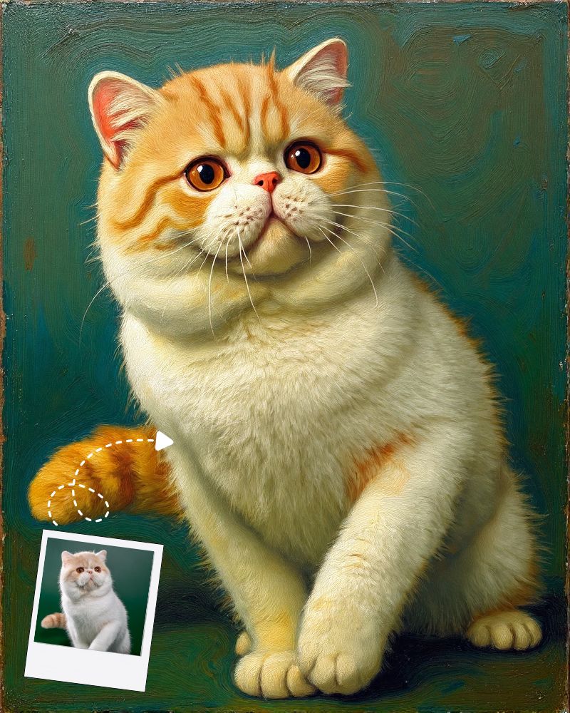 Custom Oil Painting Cat Portrait, Personalized Pet Gift