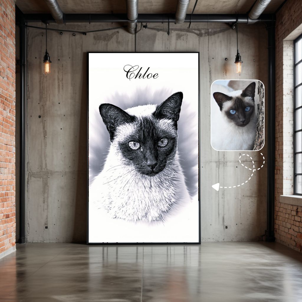Minimalist B&W Cat Memorial Portrait Minimalist B&W Cat Memorial Portrait, Simple Pet Tribute
