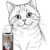 Custom Pencil Sketch Cat Portrait, , Personalized Pet Gift