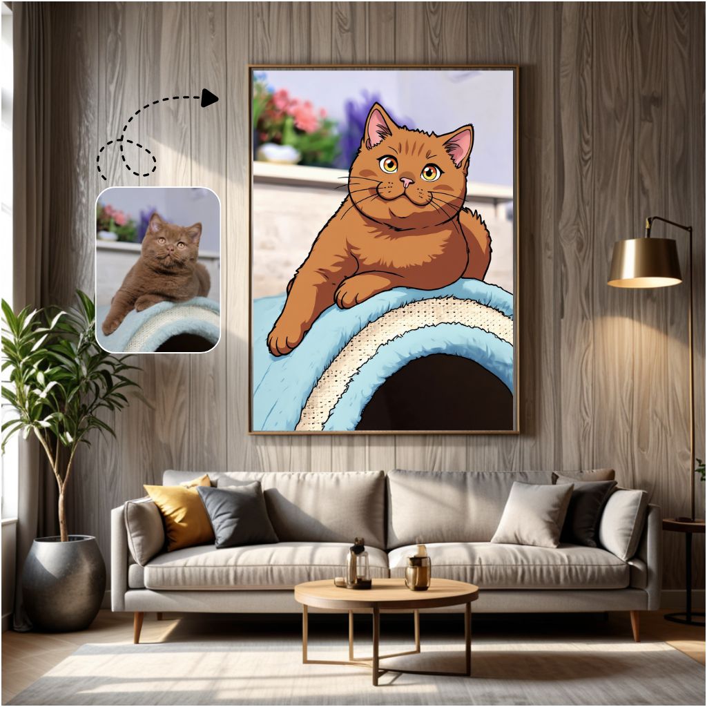 Custom Cat Cartoon Portrait Custom Cat Cartoon Portrait, british shorthair, Cat Mom Gift