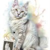 Custom watercolor pet portrait Custom watercolor pet portrait digital download, personalized pet loss memorial art, Maine Coon