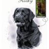 Digital B&W Dog Memorial Portrait Minimalist B&W Dog Memorial Portrait, Dog Loss Art