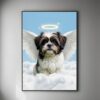 Memorial Angel Wing Tribute Dog Portrait, Dog Remembrance Art