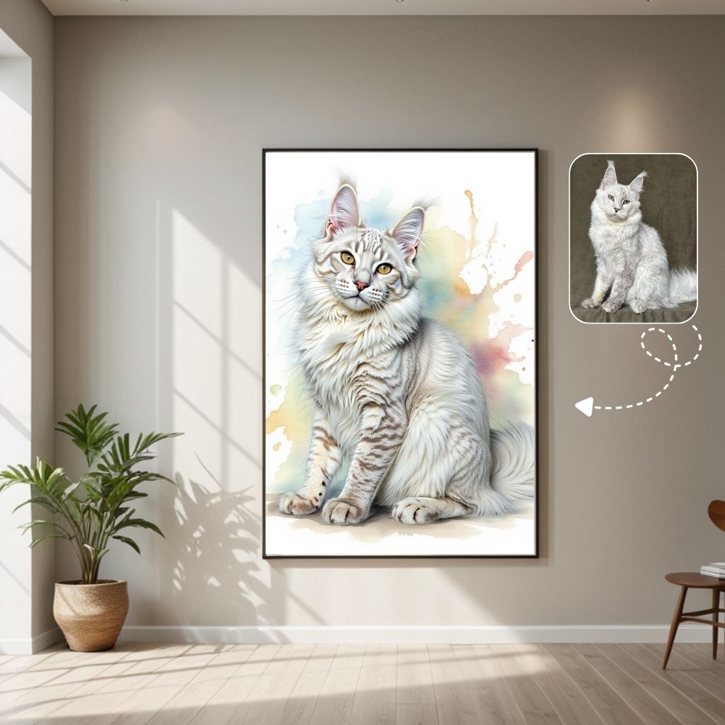 Custom Watercolor Cat Portrait Cat Watercolor Custom Portrait, Cat Mom Gift