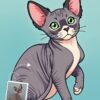 Custom Cat Cartoon Portrait Custom Cat Cartoon Portrait, Personalized Pet Gift
