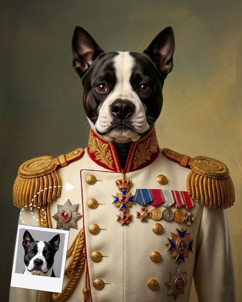 Royal Pet Portrait Custom Dog Portrait, Personalized Pet Gift, Admiral Pet Portrait, Royal Pet Portrait