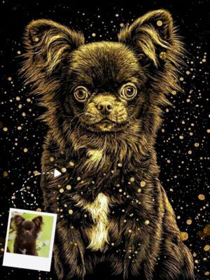 Gilded Glamour Dog Portrait