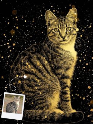 Gilded Glamour Feline Portrait