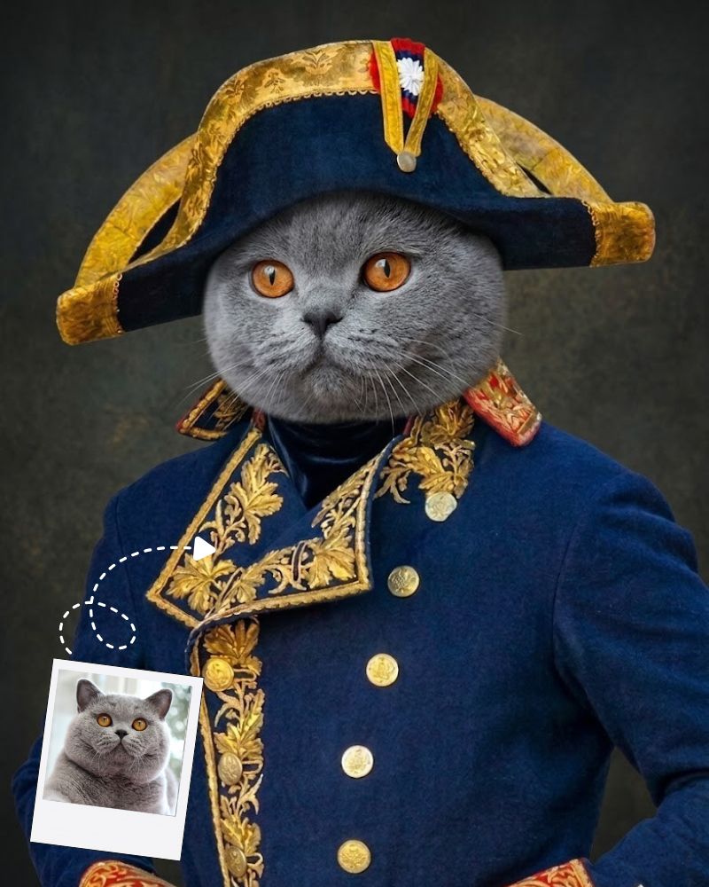 Napoleon Pet Portrait Custom Dog Portrait, Personalized Pet Gift, Napoleon Pet Portrait, Royal Pet Portrait