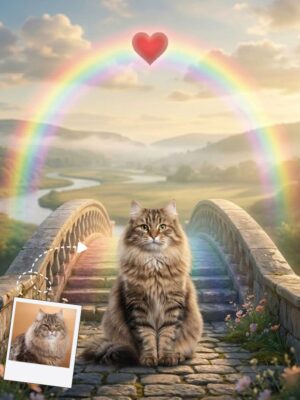 The Rainbow Bridge Memorial Cat Portrait